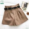 Повседневные удобные элегантные шорты с поясом. Женские тонкие широкие шорты трапециевидной формы.
