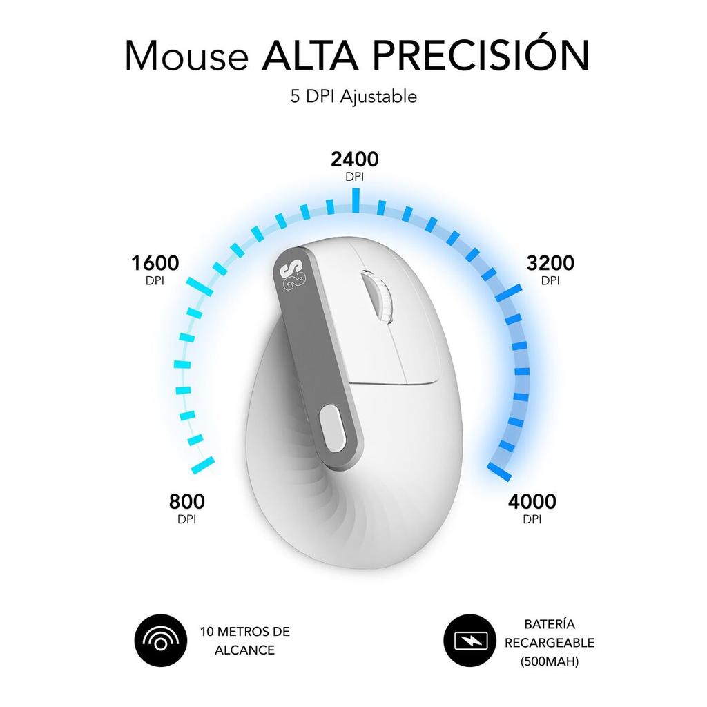 Ergonomic Optical Mouse Subblim SUBMO-EDNVW02 White 4000 dpi