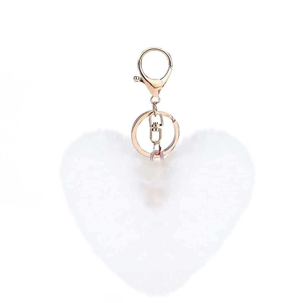 Imitation Rabbit Ball Plush Pendant DIY Phone Case Keychain Heart-shaped Accessory