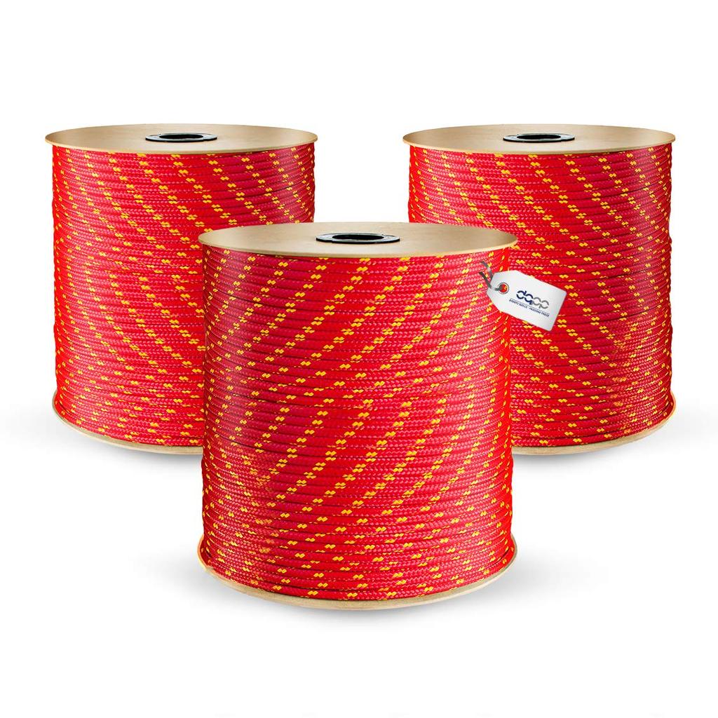 50m POLYPROPYLENSEIL 3mm ROT Traglast bis 123 Flechtleine Textilseil Leine Schnur Rope Kunststoffseil Polyseil geflochten