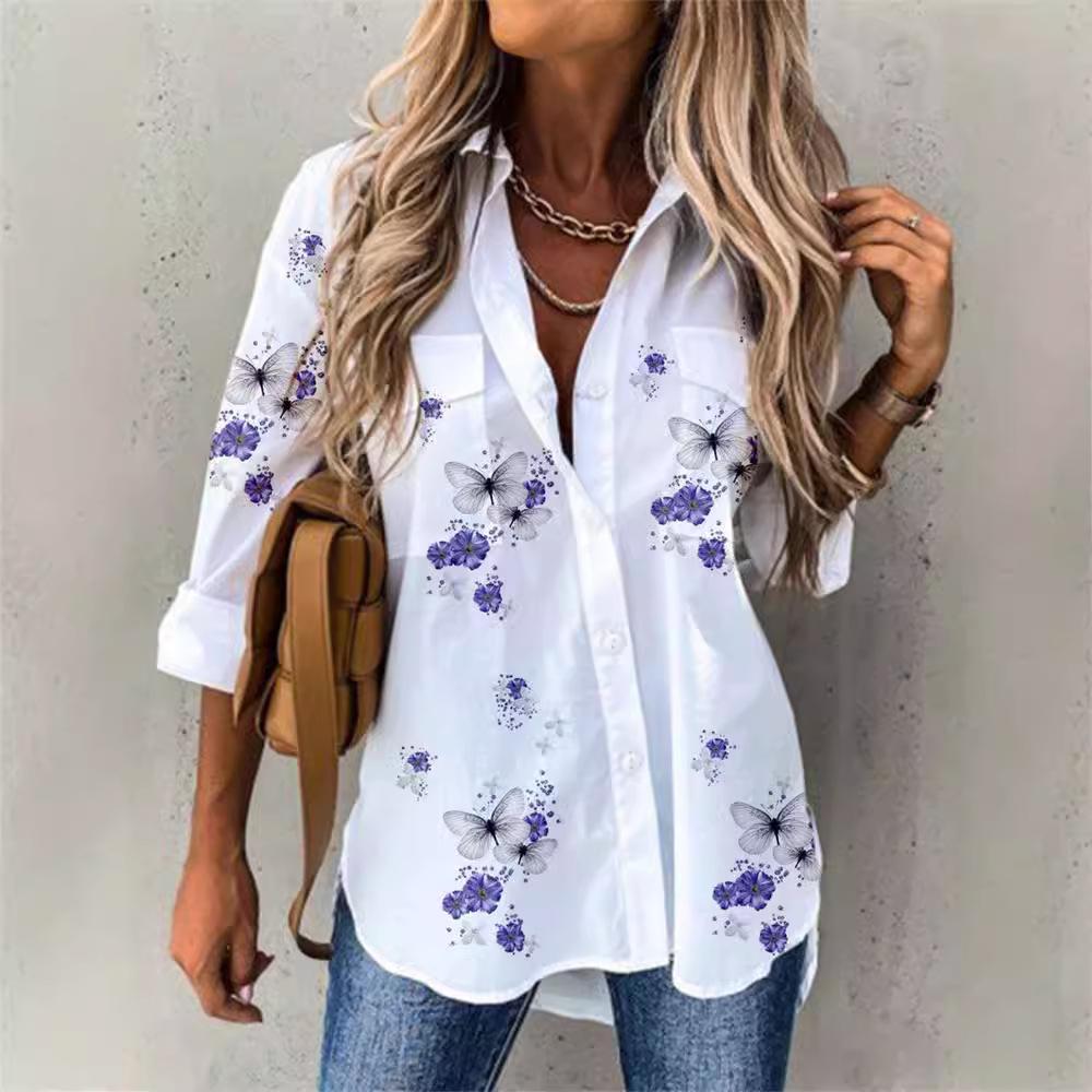 Women's Spring Fashion Casual Street Button Shirt Elegant and Comfortable Long Sleeve Loose Blouse Top Office Lady Clothing