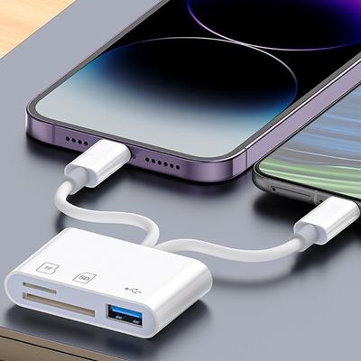 2 в 1 OTG кард-ридер Type C Lightning для SD-TF карты памяти с USB-портом для зарядки для Macbook, ПК, ноутбука, iPhone, кард-ридер