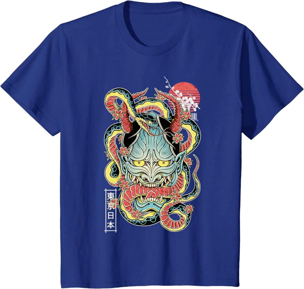 Японская маска демона они отаку дьявол вейпорвейв футболка