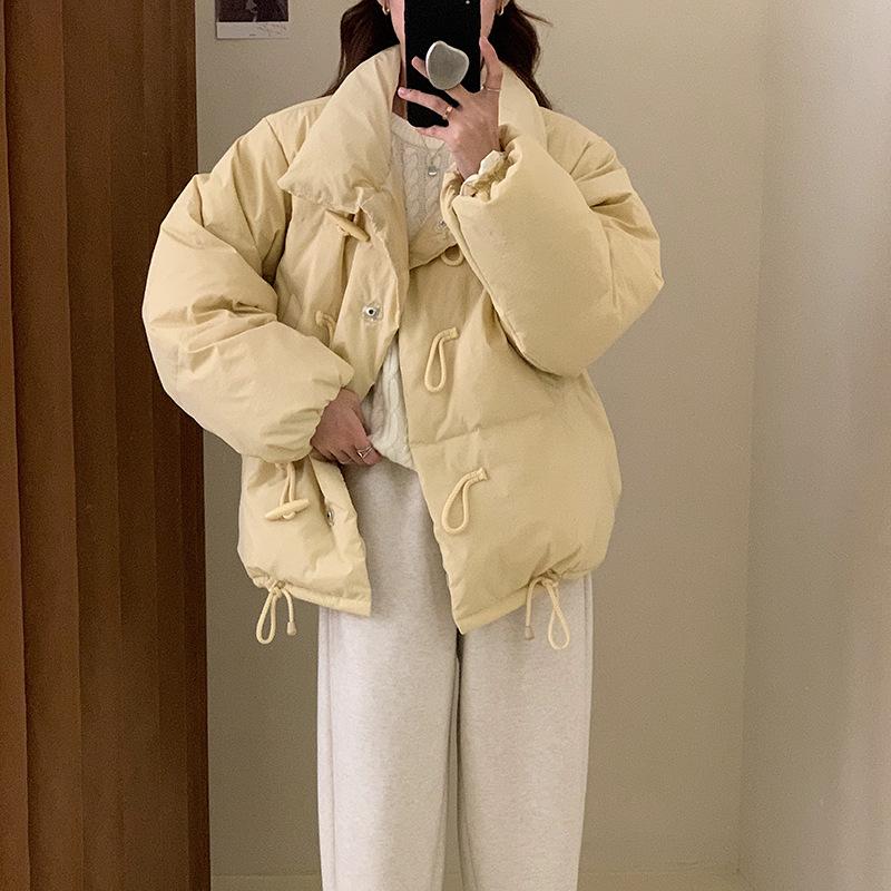2024 new corner buckle down jacket women's Korean version loose white duck down winter small short student coat