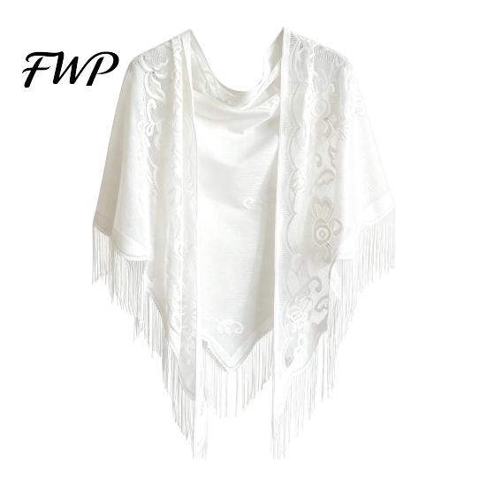 High-end Velvet Wrap Triangle Lace Shawls And Wraps with Tassels, Floral Sheer Evening Dress Shawl, Breathable Lightweight Spring Tassel Wrap, Perfect