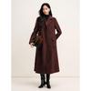 JUZUI Women's Elegant Waist-Cinching 100% Wool Long Coat