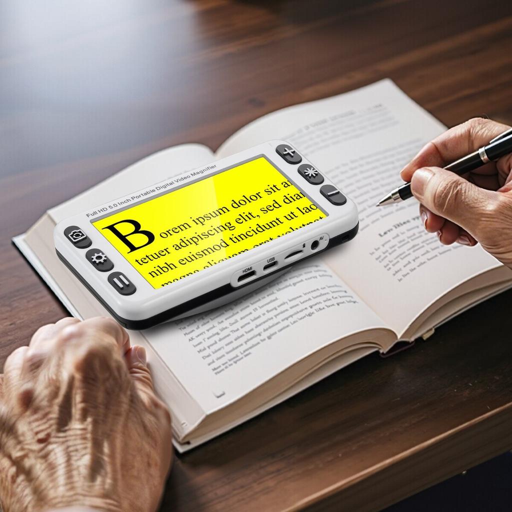 Portable Digital Magnifier, 127mm HD Electronic Video Magnifier for Low Version, 2X - 48X Electronic Reading Aid with 13MP Near & Far Dual Lens, 26