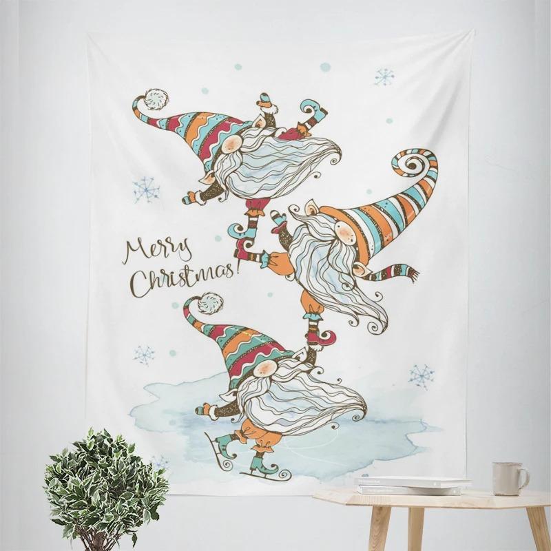 New Year Christmas Gnome Dwarf Pattern Living Room Bedroom Decorative Tapestry
