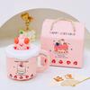 Mug Cute Cup with Lid Ceramic Breakfast Couple Coffee Cup Girl Creative Office Water Cup Straw Cup