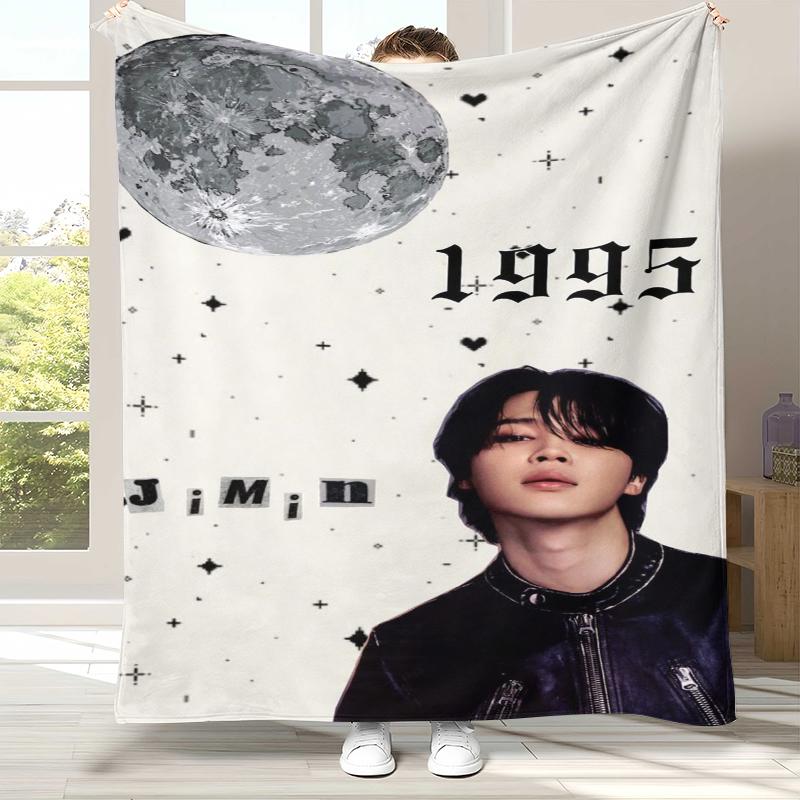 Плед фланелевый Jimin Kpop B-BTS Star, Ультрамягкий теплый плюшевый плед для дома, спальни, кровати, дивана, офиса, кемпинга, пикника, подарок