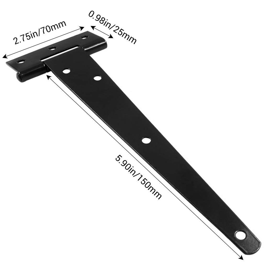T Shape Door hinges with Screw Triangular Shed Barn Door Hinge Durable Sturdy Black Tee Iron Hinges Wrought Hardware accessories