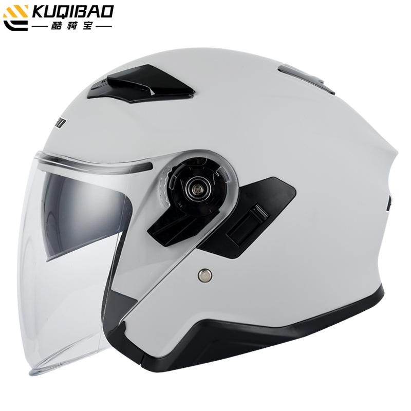 Мотоциклетный шлем Kuqibao, мужской и женский, для электромобиля, полушлем, рыцарский шлем, шлем с двумя линзами, всесезонный, универсальный, сертификация 3C