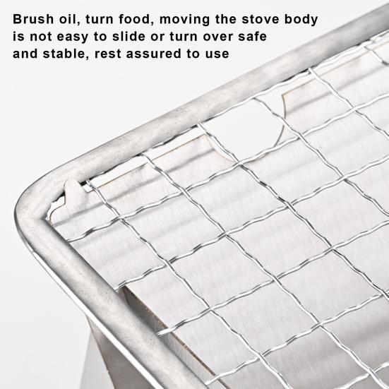 Складной гриль для костра, портативный гриль для кемпинга, нержавеющий, устойчивый к коррозии полый дизайн, гриль для барбекю в помещении и на открытом воздухе