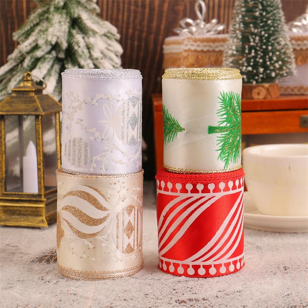 Christmas Decoration Lattice Ribbon Christmas Decoration Gift New Year Decoration