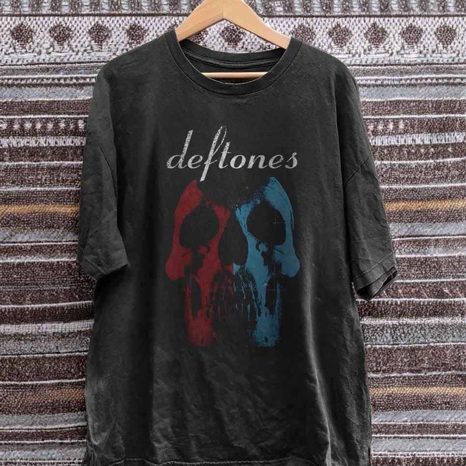 Hot Deftones Minerva Split Skull Vintage Rock Black Cotton Unisex T-Shirt