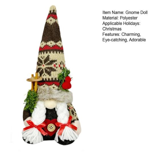 Yousheng Рождественский Плюшевый Гном Украшение Ручной Работы Эльф Гном Фигурка с Вязаной Шапкой Сосновые Ветки Зимняя Мягкая Шведская Кукла Томте для Праздника