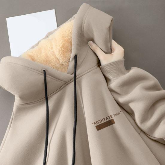 Парная зимняя толстовка с капюшоном на флисовой подкладке с термоизоляцией, однотонная, со шнурком