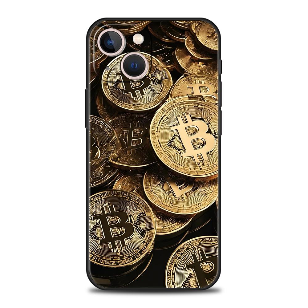 Роскошный мягкий чехол из ТПУ для iPhone 17 Air 16E 16 11 15 14 Pro MAX 12 13 7 8 Plus X XR XS SE 2022 Чехол Роскошный Биткоин B