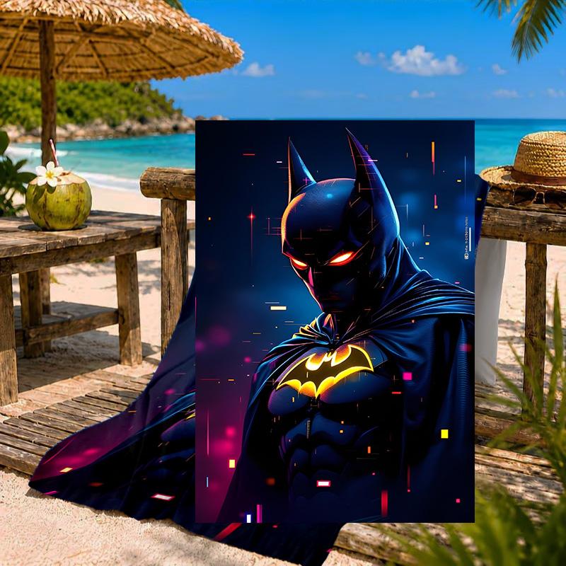 Bat Neon Lights Beach Towel Microfiber Beach Towel, Lightweight and Quick-Dry, for Summer Travel, Swimming Pool Fan Birthday Gift