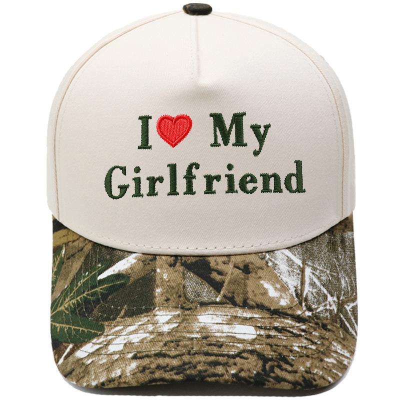 My Girlfriend Love Embroidery Truck Driver Hat Color Matching Vintage Men's and Women's Casual Sun Hat