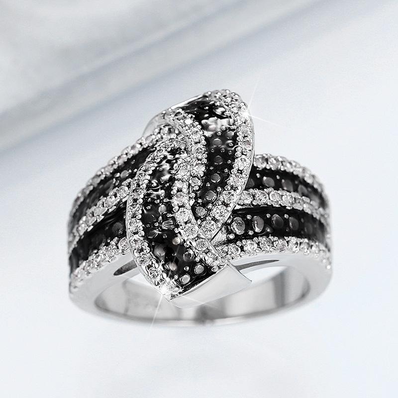 Кольцо Huitan Personality Black Enamel Knot Ring для женщин, новое современное дизайнерское шикарное женское кольцо на палец, вечерние украшения с фианитами