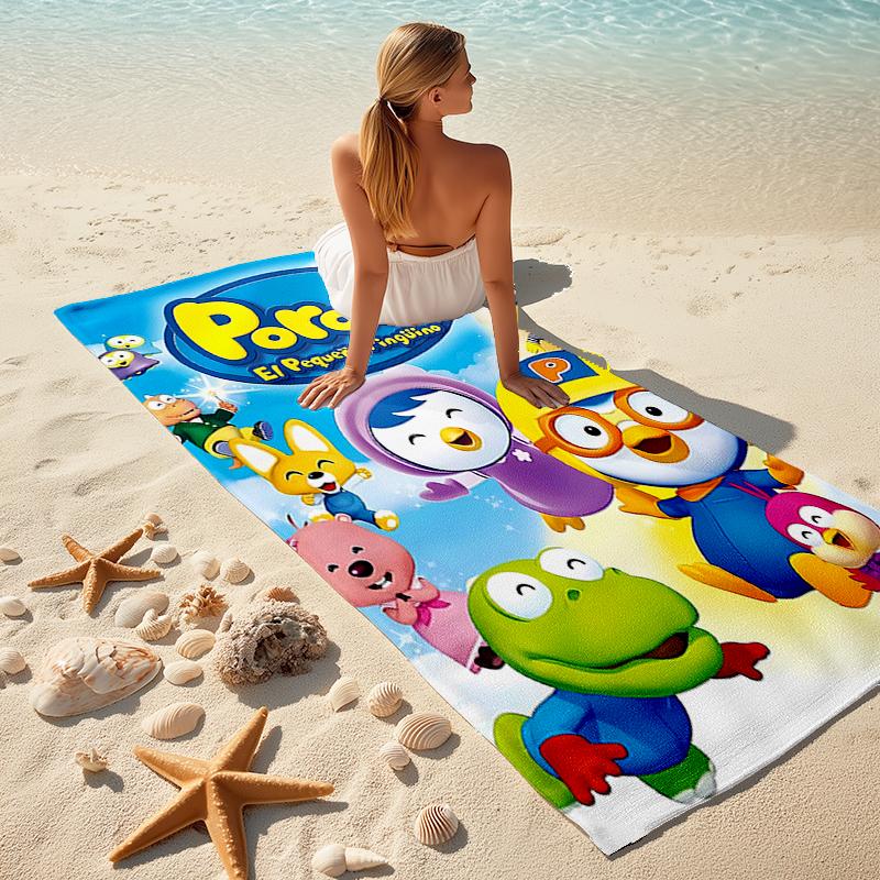 1pc Pororo1 Beach Towel, Comfortable and Thick, and Swimming/Bath/Picnic/Camping Towel, Suitable for Seaside Beaches