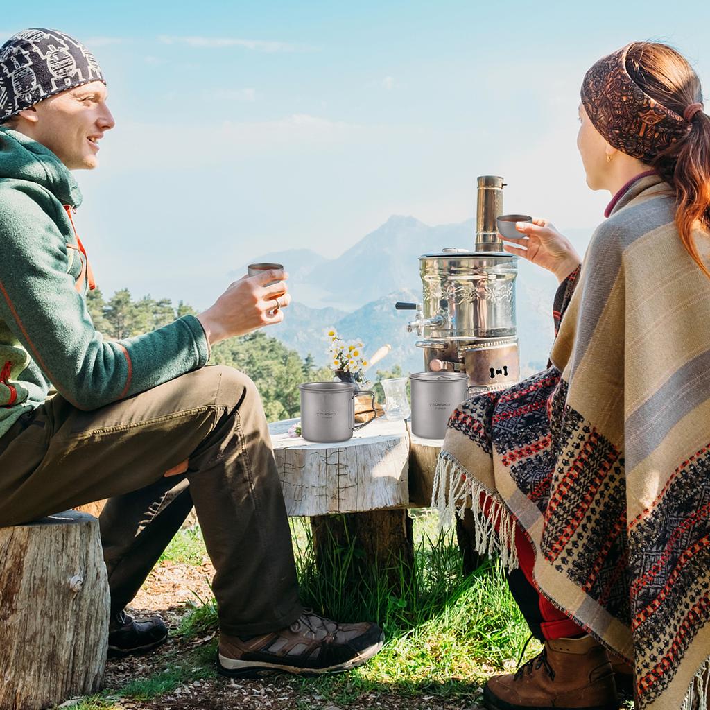 TOMSHOO Титановый набор чашек для чая с ситечком. Легкая штабелируемая кружка для кофейной чашки с водой и крышкой.