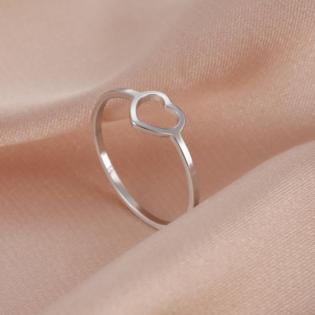 Skyrim Stainless Steel Women's Ring Simple Heart Butterfly Moon Phase Geometric Finger Rings Wedding Gift for Lover Wholesale