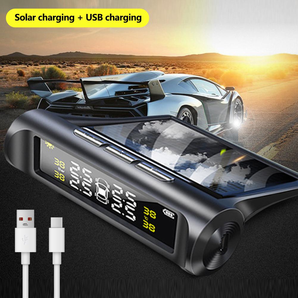 Car Solar Powered TPMS Tyre Pressure Monitoring System with 4 Sensors Digital LCD Display Auto Security Alarm Tester Automotive Test