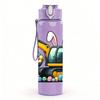 1PC Bunny Excavator Cartoon Pattern 750ml Color Plastic Sports Water Bottle Leakproof Flip Straw Lid Suitable for Sports Office Home Use