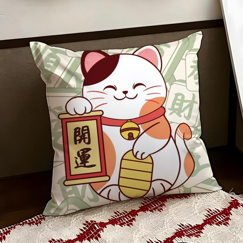 Подушка-чехол Neko Rich LLuck Money Cat, двусторонняя, мягкая, прочная, для дома, автомобиля, многоцелевая, для ежедневного комфорта