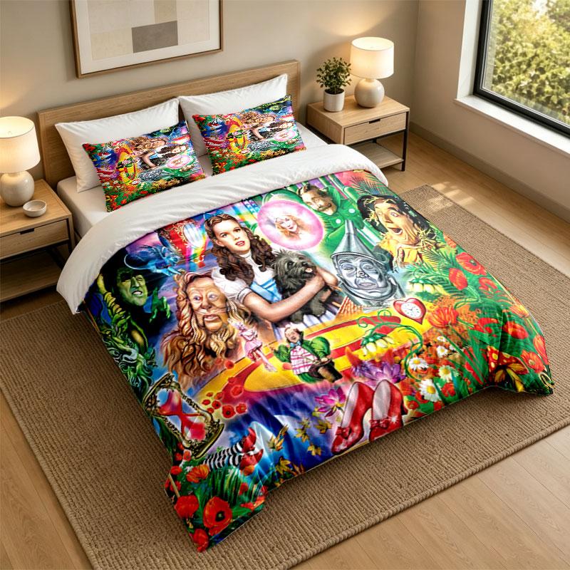 3Pcs Bedding SetThe Wizard Of Oz Soft Bed Sheet and Two Pillowcases Home Bedroom Decor