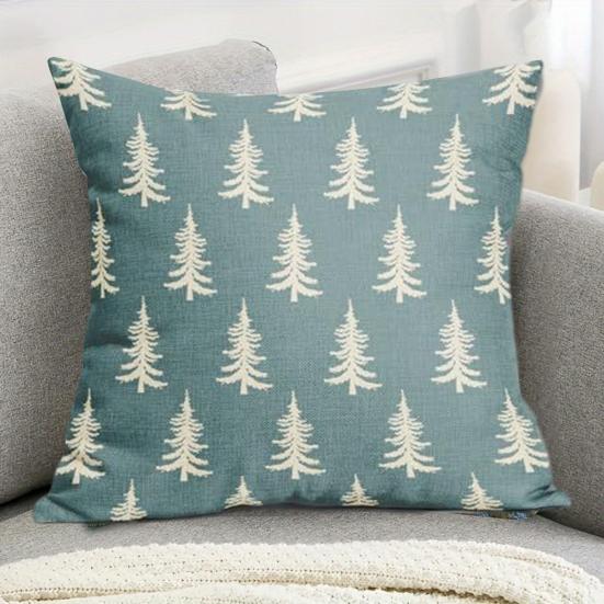 45x45СМ Наволочка на декоративную подушку с рождественской елкой, Наволочка с принтом рождественской елки, Домашняя гостиная, Спальня, Диван, Кровать, Декоративная квадратная наволочка