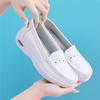 New Women Flat Genuine Leather Nurse Shoes Casual White Wedge Soft Bottom Slip On Moccasins Comfortable Hollow Out Work Shoes