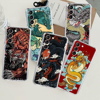 Прозрачный чехол с изображением животного дракона для Samsung Galaxy S22 S20 FE S21 S10 S9 Plus Note 20 Ultra 10 Lite, прозрачный чехол для телефона