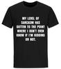 Смешная футболка с графикой Подарочные футболки Мой уровень сарказма Футболка Юмористические футболки