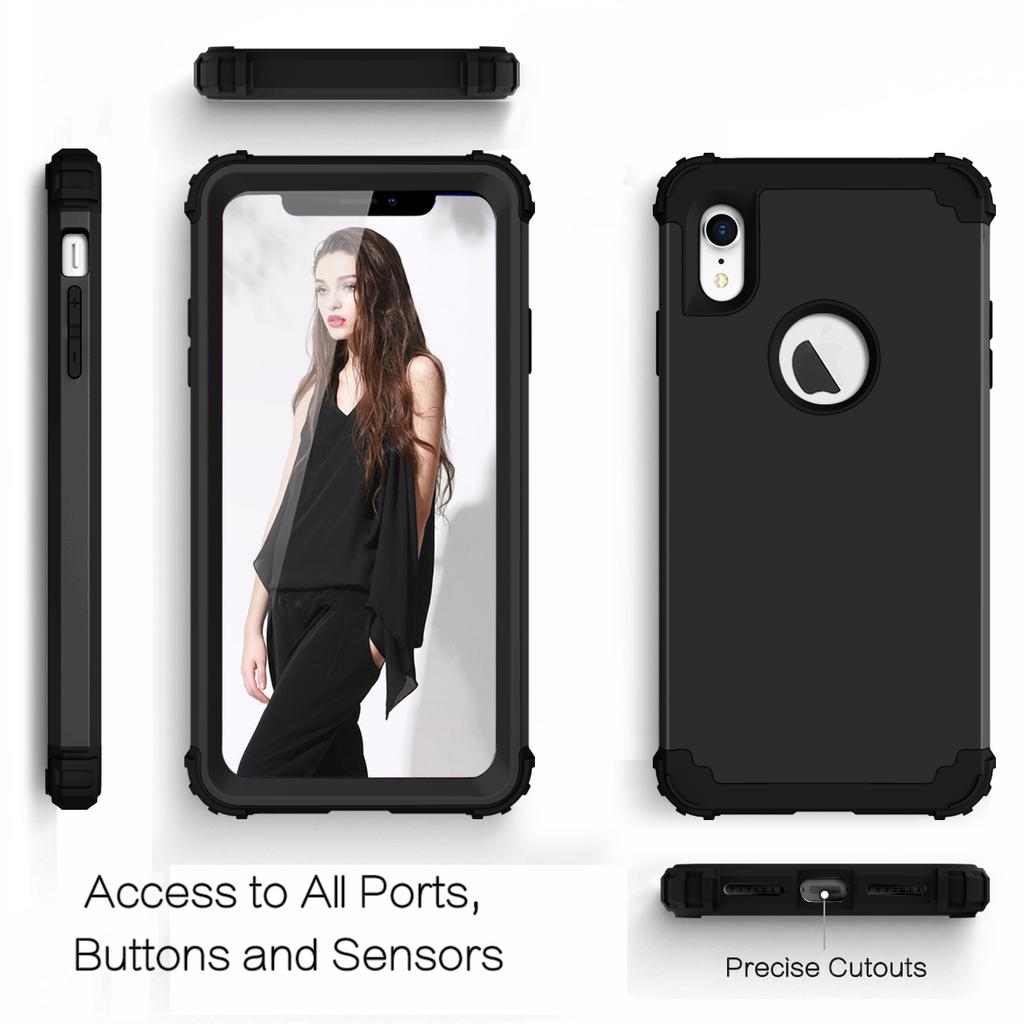 3 in 1 Heavy Rugged Armor Shockproof Phone Case For iPhone XR Xs Max SE 2020 2025 Soft TPU Silicone Hard Plastic Back Cover