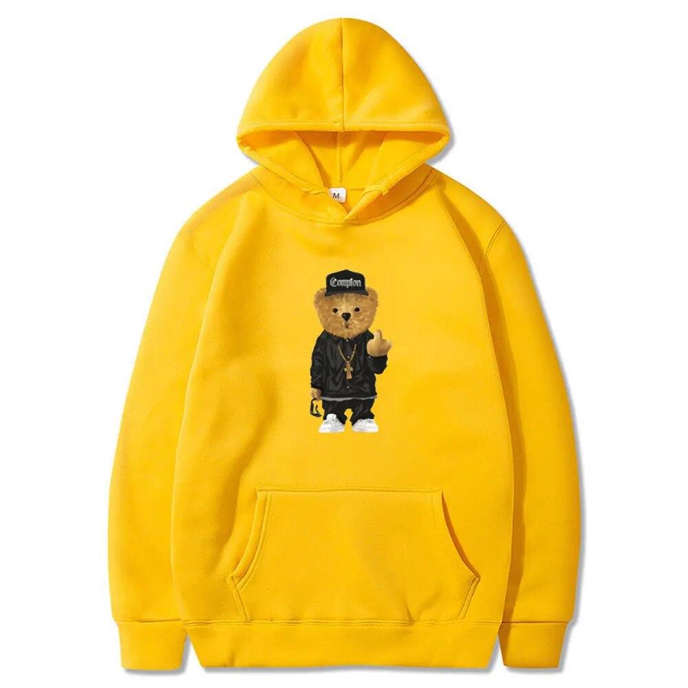 Autumn Winter Hoodies Unisexs Harajuku Toy Bear Print Hooded Sweatshirts Streetwear Hip Hop Casual Pullover Fashion Unisex Clothing