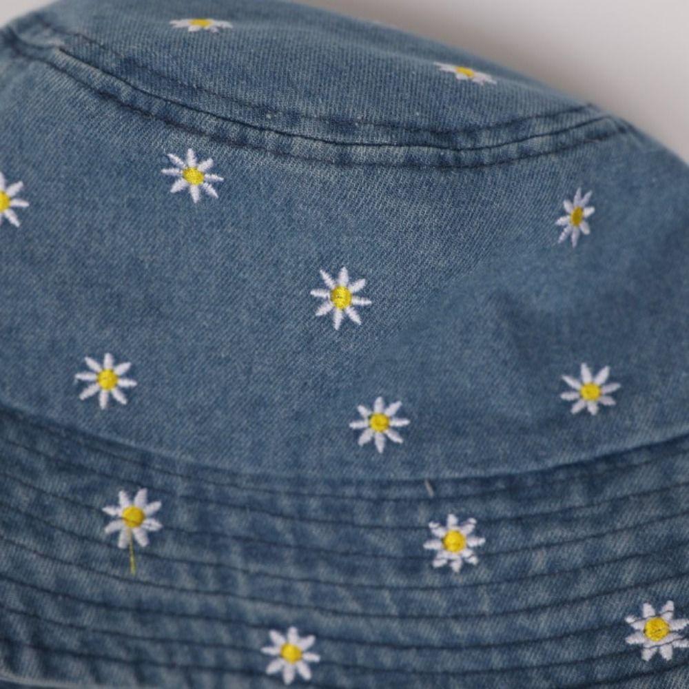 Защита от солнца Солнечная шляпа Вышитая панама с ромашкой Модная шляпа рыбака Женская