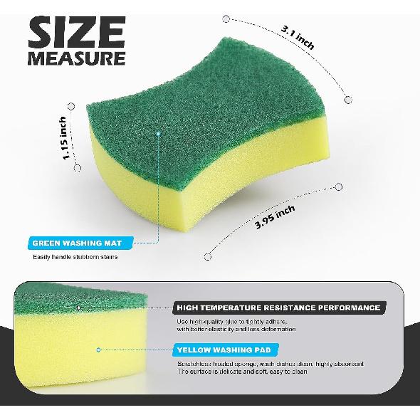 Kitchen Cleaning Sponges,24 Pack Eco Non-Scratch for Dish,Scrub Sponges