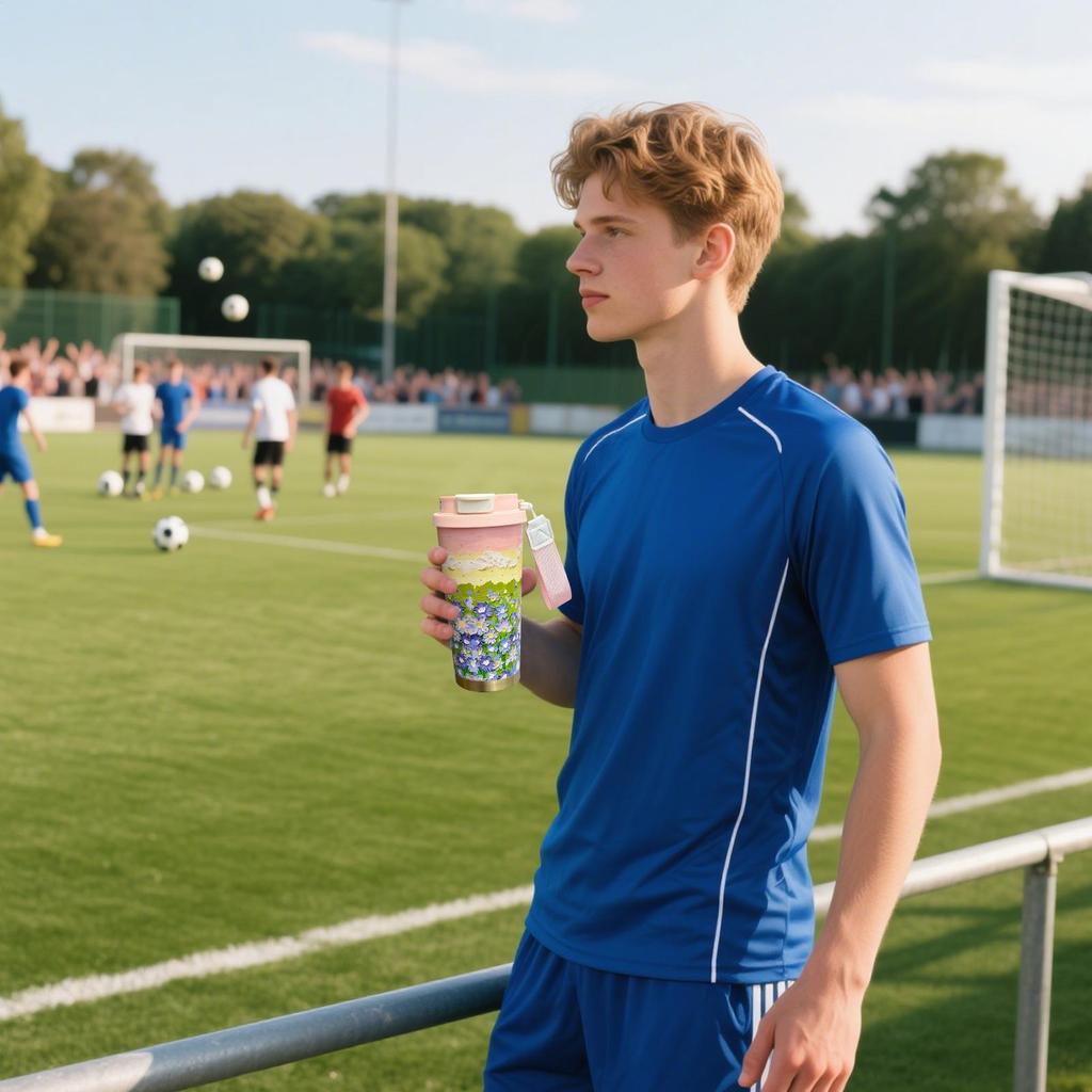 Thermal Mug 500ml Insulated Travel Mug Flower Pattern Double Drink Modes Water Bottle With Lanyard And Lid Leak-Proof Cup For