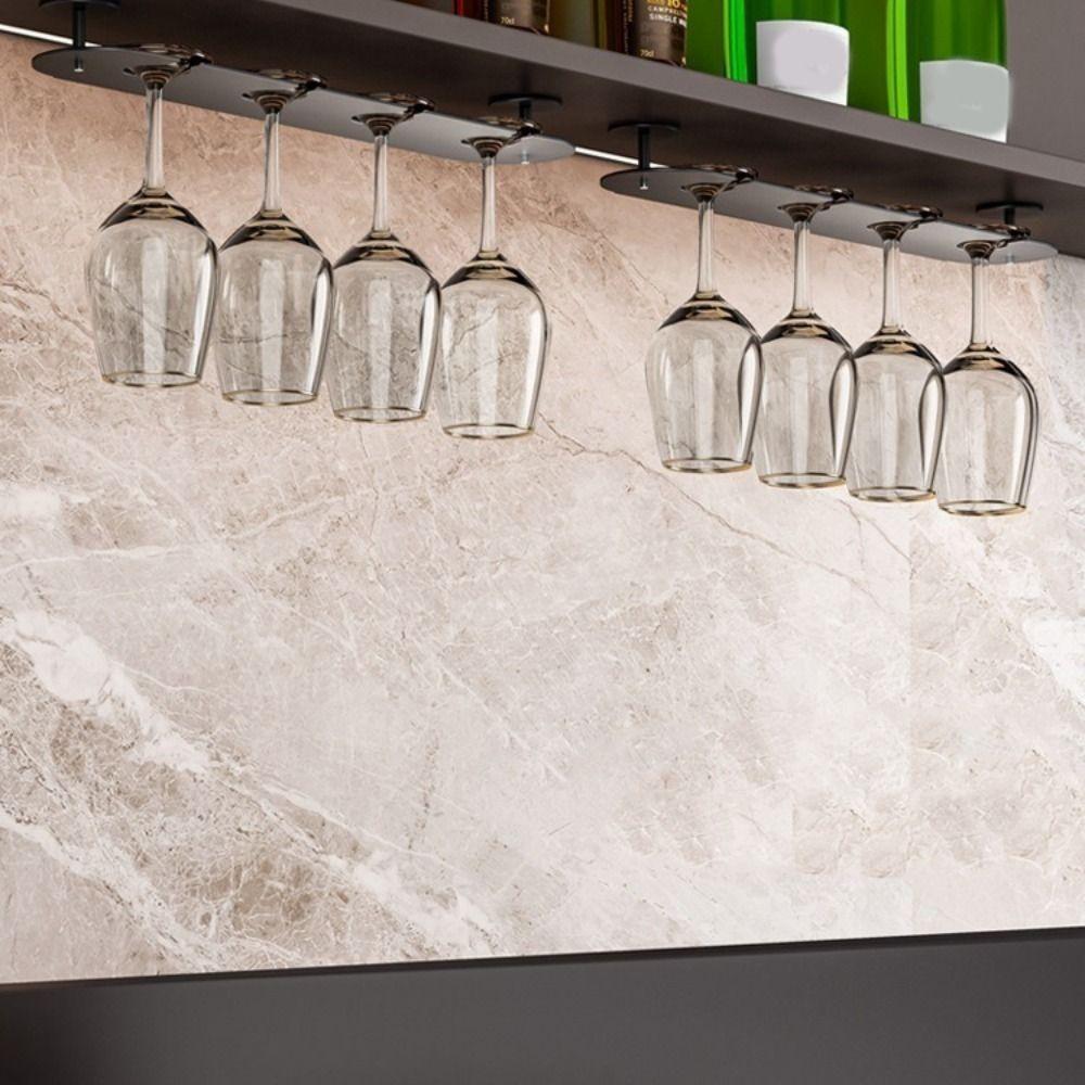 Punch-free Upside Down Shelf 2/3/4 Slots Goblet Storage Rack Inverted Goblets Rack Wine Cabinet