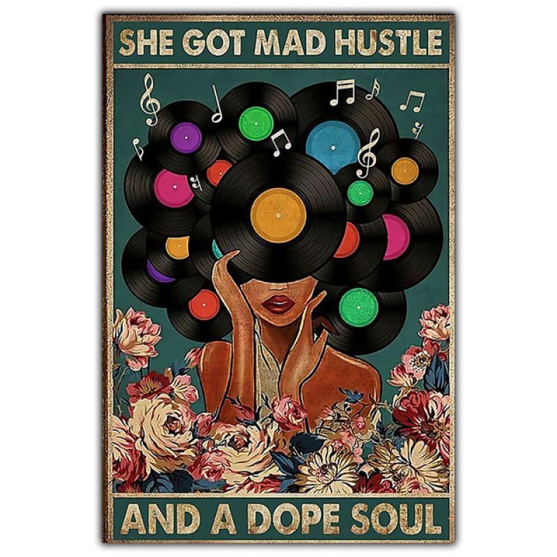 Винтажная абстрактная художественная фигура, холст, живопись, модный настенный художественный плакат, виниловая пластинка, музыкальная танцовщица, гостиная, домашний декор, фреска