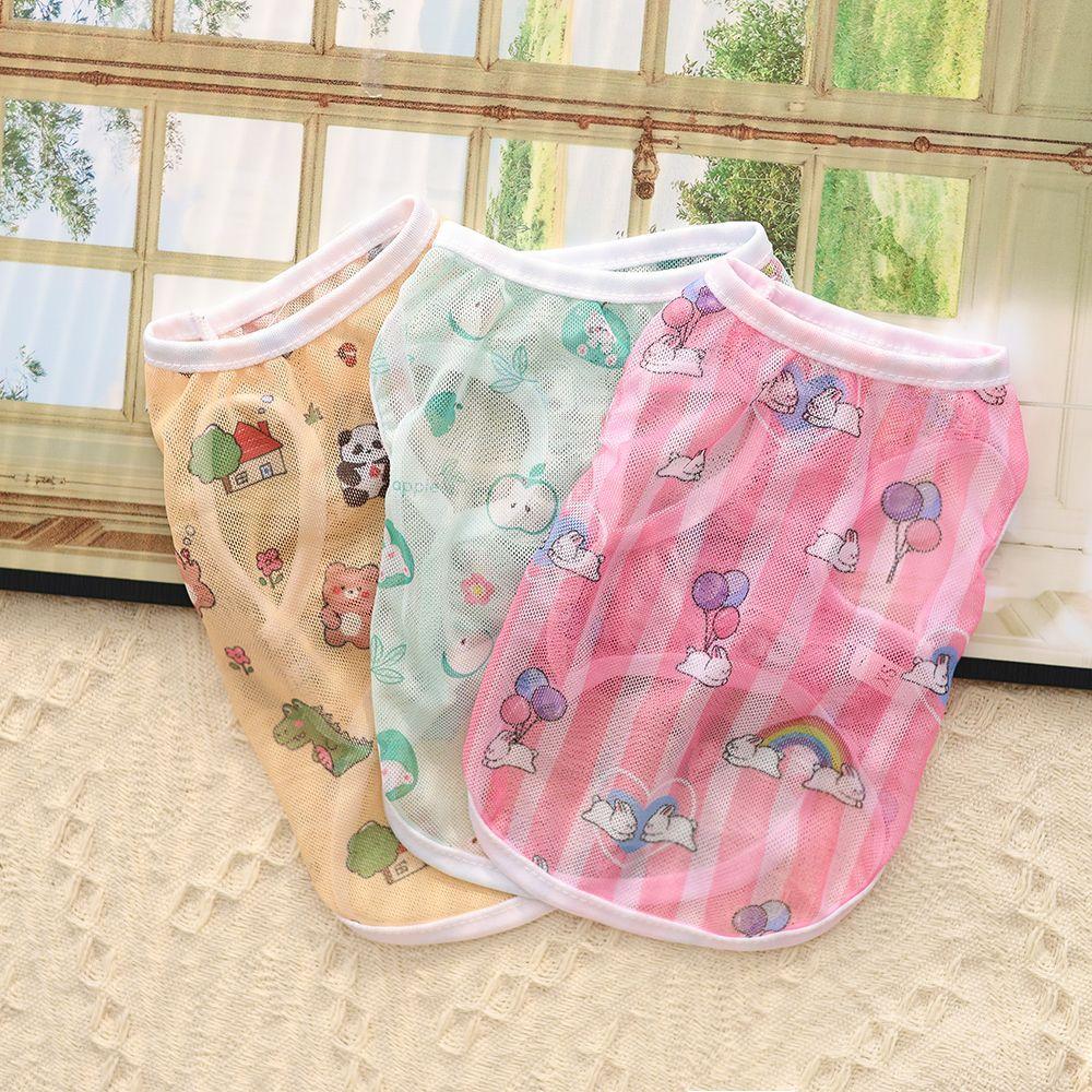 Милый мультяшный тонкий жилет для домашних животных, летняя дышащая сетчатая одежда для щенков для кошек, собак, кошек, одежда для маленьких собак