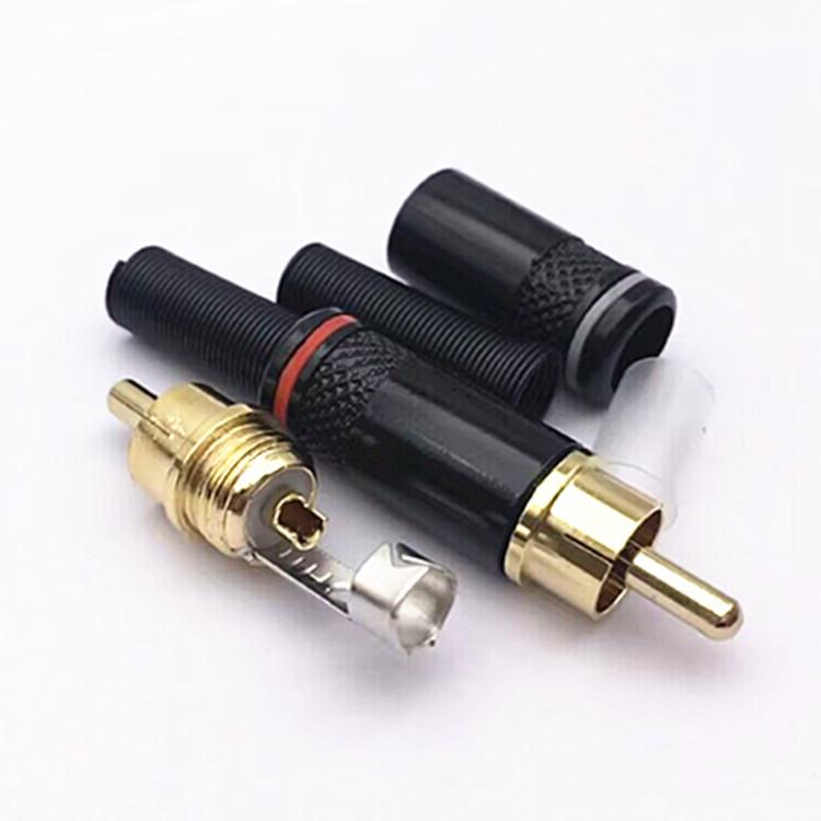 Позолоченный RCA аудио/видео штекер - Черный корпус