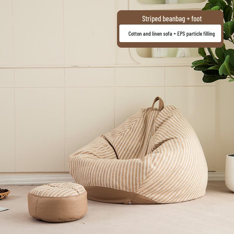 Cotton Linen Striped Washable Bean Bag Sofa for Living Room