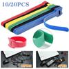 10/20 шт. цветной кабельный ремешок на липучке, нейлоновые кабельные стяжки, самоклеящаяся лента с волшебным клеем и кольцо для батарейного стержня, ремень для ремня, кольцо с крючком
