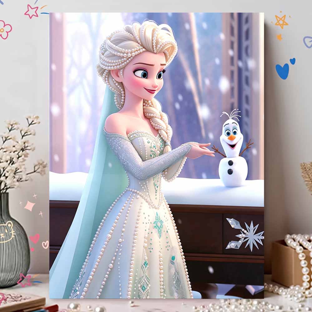 Disney Жемчужная живопись Замороженная Эльза и Олаф 5D DIY Жемчужная картина Поделки для взрослых/начинающих Идеи подарков Декор для дома