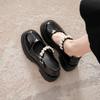 Thick-soled Inner Height-increasing White Mary Jane Shoes Women's French Small Thick Heel with Pearl Versatile Lightweight Single Shoes