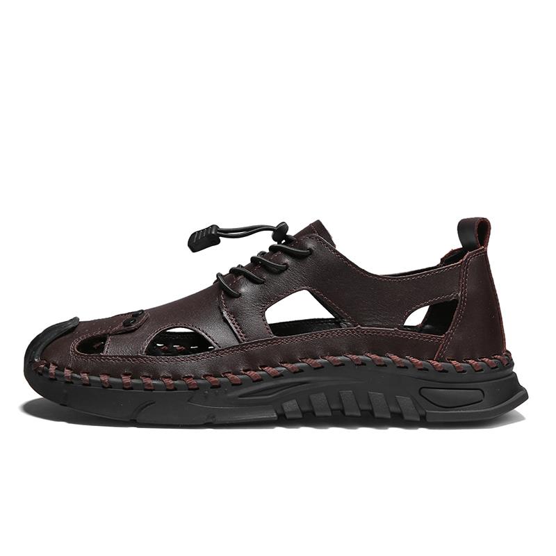 Летние мужские кожаные сандалии, легкие дышащие пляжные сандалии для отдыха на природе, повседневная обувь